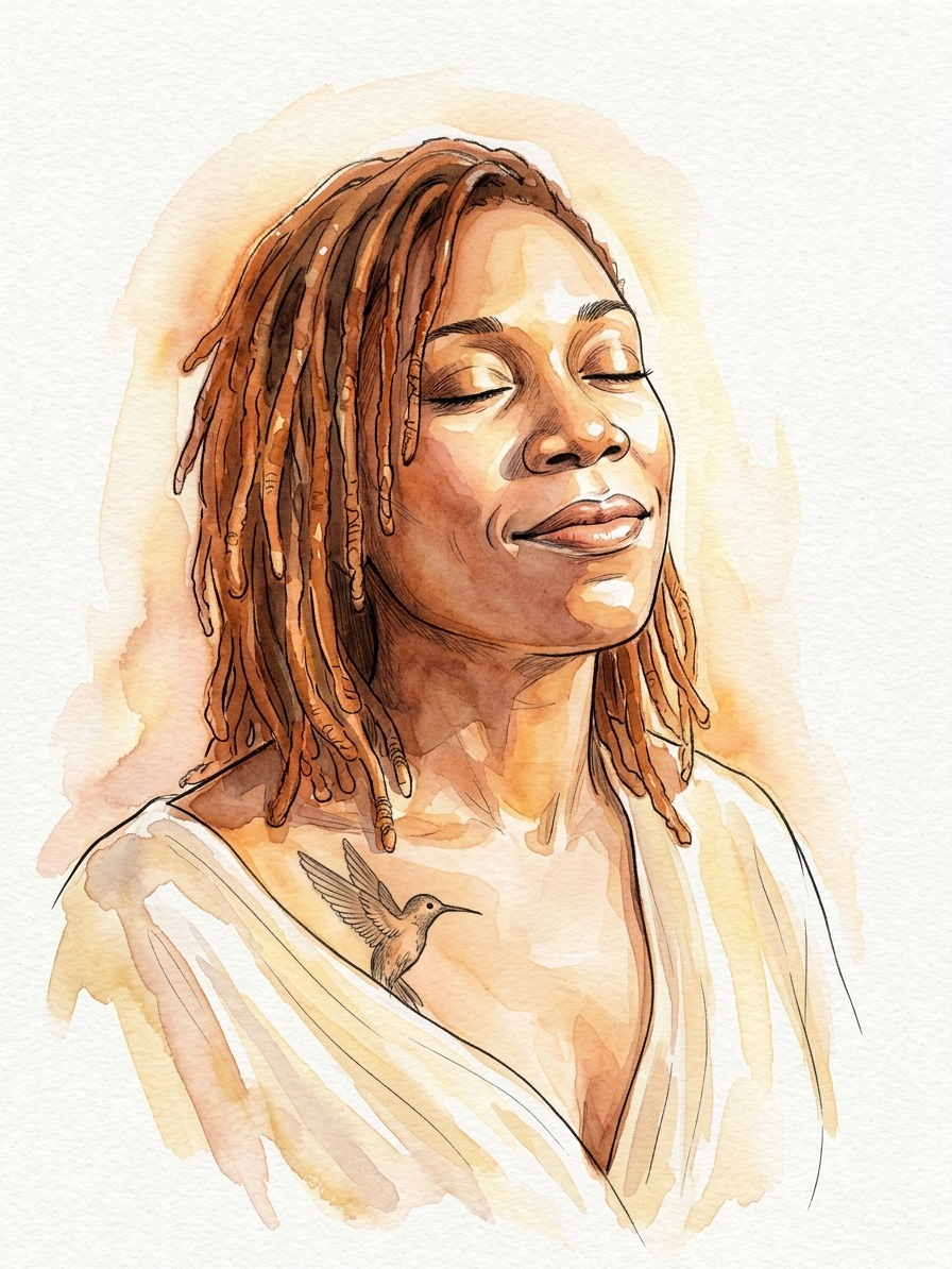 Muriel en portrait apaisé, en aquarelle